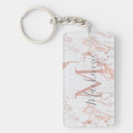 Elegantes Rosa | Rose Gold Foil Monogram Foto Schlüsselanhänger
