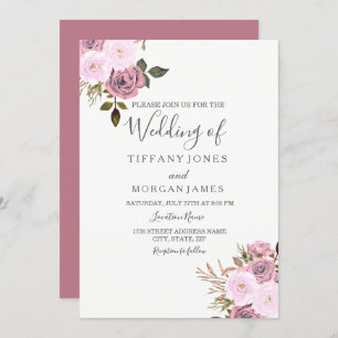 Elegantes Rosa & Rose Goldene Hochzeit Einladung