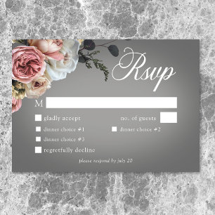 Elegantes Rosa Rose Grau RSVP Karte