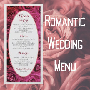 Elegantes Rosa-Rosé-Hochzeitsmenü Menükarte