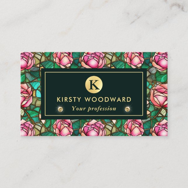 Elegantes rosa Rose Imitat gestanztes Glasmuster Visitenkarte (Vorderseite)