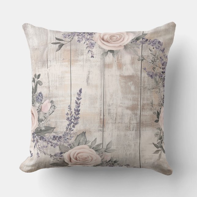 Elegantes rosa Rose und Lavendel-Kissen Kissen (Vorderseite)