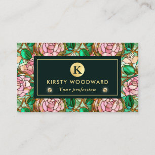 Elegantes rosa Rosen-Faux-Buntglas-Muster Visitenkarte