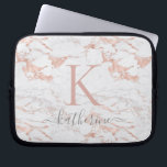 Elegantes rosa Rosen-Goldfolien-Marmor-Monogramm Laptopschutzhülle<br><div class="desc">Eleganter Chic erröten Rosen-Goldfolien-Monogramm des Rosa-| mit trendy Rosa- oder Rosengoldfolienmarmor und Ihrem individuellen Namen und Monogramm.</div>