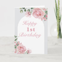 Elegantes Rosa Roses 1. Geburtstag Party