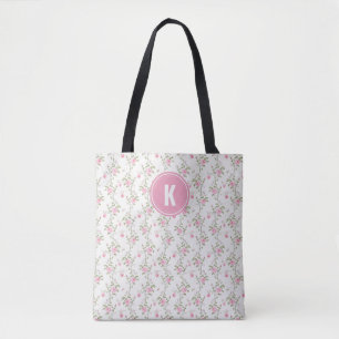 Elegantes rosa Roses Blume Muster Monogramm