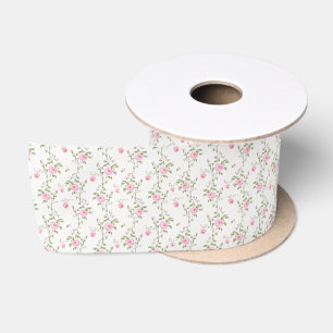 Elegantes rosa Roses-Blume-Muster Satinband