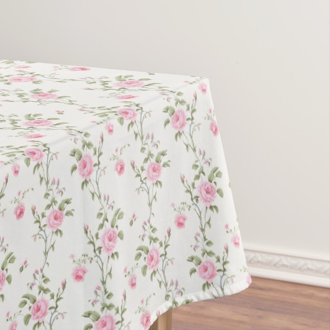 Elegantes rosa Roses-Blume-Muster Tischdecke (Beispiel)