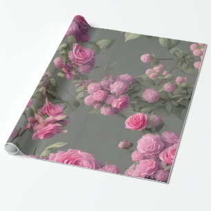Elegantes rosa Roses Blumenpapier Geschenkpapier