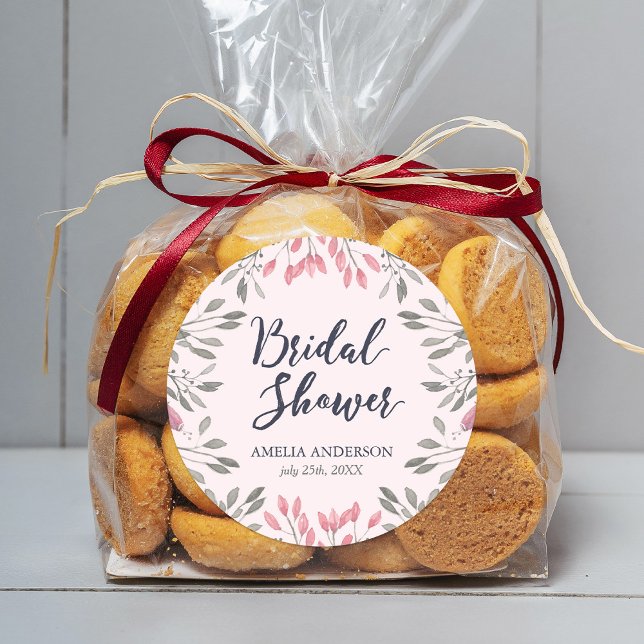 Elegantes rosa Roses Brautparty Runder Aufkleber (Von Creator hochgeladen)