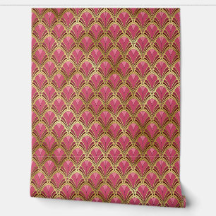 Elegantes Rosa Rot Gold Art Deco Tapete