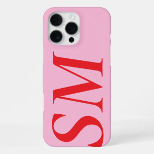 Elegantes Rosa-Rot-Kühnes-Initial-Monogramm iPhone 16 Pro Max Hülle