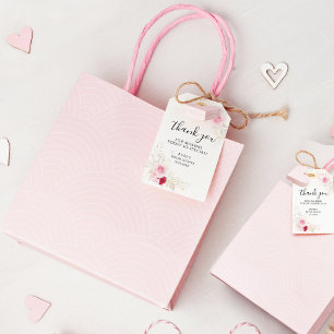 Elegantes Rosa & Rotes Brautparty Vielen Dank Geschenkanhänger