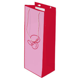 Elegantes rosa & rotes Monogramm-Schriftzug-Name Geschenktüte Für Weinflaschen