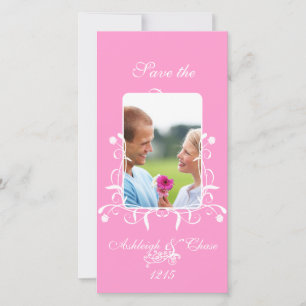 Elegantes rosa Satin Save-the-Date mit Ihrem Foto Save The Date