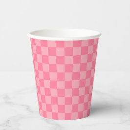 Elegantes rosa Schachbrettmuster Pappbecher
