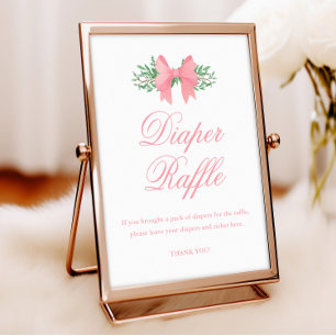 Elegantes rosa Schleife Mädchen Baby Shower Windel Fotodruck