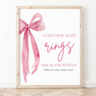 Elegantes Rosa Schleifen-Ratespiel: Wie viele Ring Poster