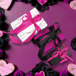 Elegantes Rosa, Schwarz, und ich Liebe Sie Valenti Geschenkpapier Set