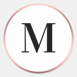 Elegantes rosa Schwarz-Weiß-Monogramm-Template Runder Aufkleber