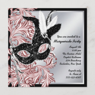 Elegantes rosa Schwarzes Party Einladung