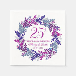 Elegantes Rosa Silver 25-jähriges Party Napkins Serviette