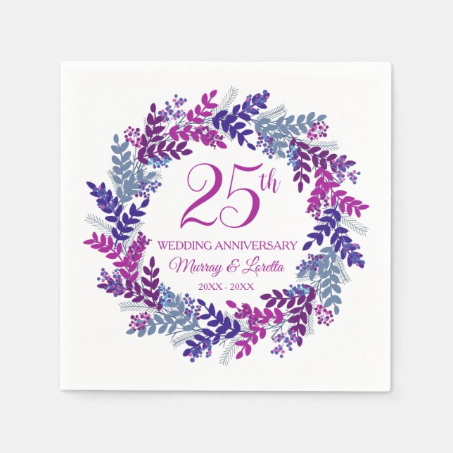 Elegantes Rosa Silver 25-jähriges Party Napkins Serviette (Vorderseite)