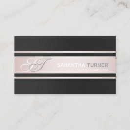 Elegantes rosa Streifen Schwarzes Berufliches Mono Visitenkarte