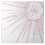 Elegantes rosa Sun Moon Doodle Mandala Weißes Desi Fliese<br><div class="desc">Hübsches, weißes, rosa Sonne- und Mondmandaladesign mit Blume und Blätter Doodles, Sternen, Punkten, Diamanten, Kreisen, Dreiecksformen, Zickzack, Meerjungstatur, geometrisches Muster, hergestellt mit einer Rose aus Gold und weißen Imitaten Glitzer leuchtende Glitzern-Textur, mit einer halbmondleuchtenden Bühne, einem mandala Blume Stern, Galaxie Sterne, ein weißer Hintergrund. Dieses wunderschöne, mystische Universum-Thema, niedliche Sonne,...</div>