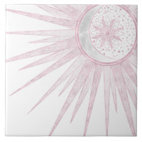 Elegantes rosa Sun Moon Doodle Mandala Weißes Desi