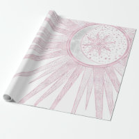 Elegantes rosa Sun Moon Doodle Mandala Weißes Desi