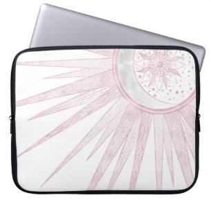 Elegantes rosa Sun Moon Doodle Mandala Weißes Desi Laptopschutzhülle