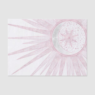 Elegantes rosa Sun Moon Doodle Mandala Weißes Desi Seidenpapier