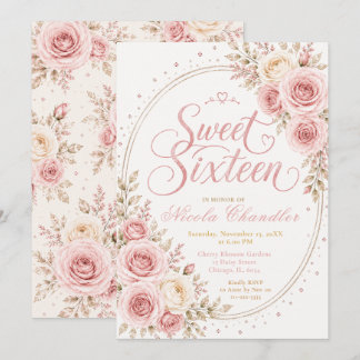 Elegantes Rosa Sweet 16 Einladung