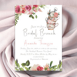 Elegantes Rosa Tea Brunch Brautparty Einladung