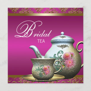 Elegantes rosa Tea Party Brautparty Einladung