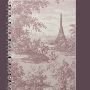 Elegantes rosa Toile de Jouy französisches Land Sz Notizblock