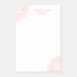 Elegantes rosa Tribal-Mandala-Spitzen-Design Post-it Klebezettel