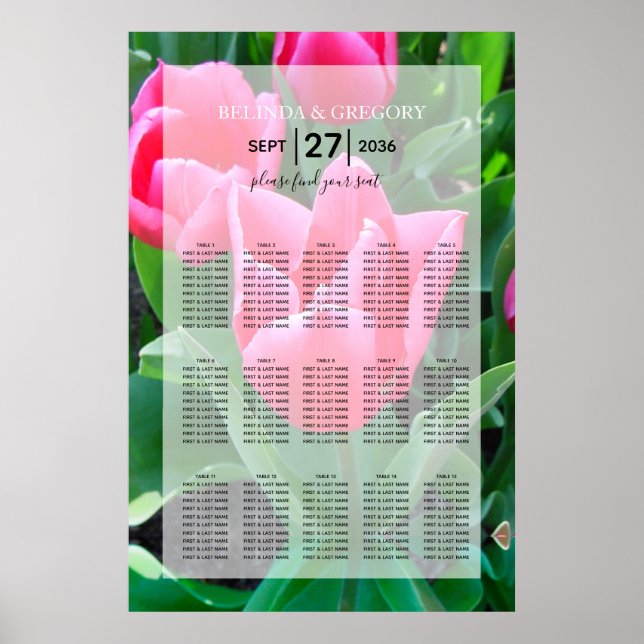 Elegantes rosa Tulips Hochzeitssattel Poster (Vorne)