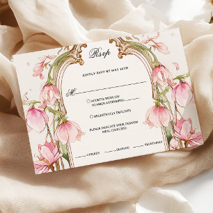 Elegantes Rosa UAwg mit Auswahl an Speisen RSVP Karte
