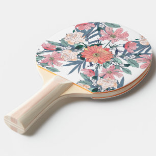 Elegantes rosa und blaues Aquarell Blumendesign Tischtennis Schläger