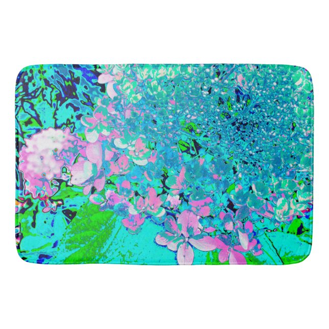 Elegantes rosa und blaues Limelight Hydrangea Badematte (Vorderseite)