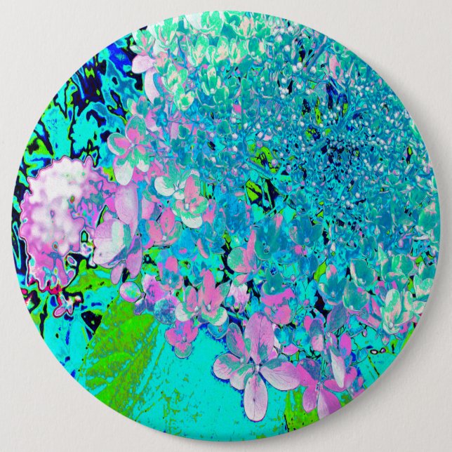 Elegantes rosa und blaues Limelight Hydrangea Button (Vorderseite)