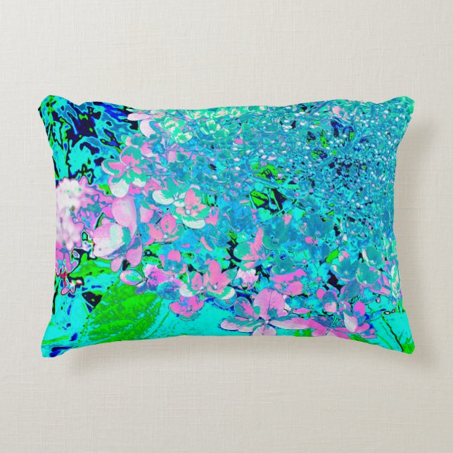 Elegantes rosa und blaues Limelight Hydrangea Dekokissen (Vorderseite)
