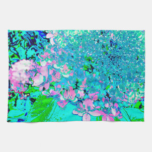 Elegantes rosa und blaues Limelight Hydrangea Geschirrtuch