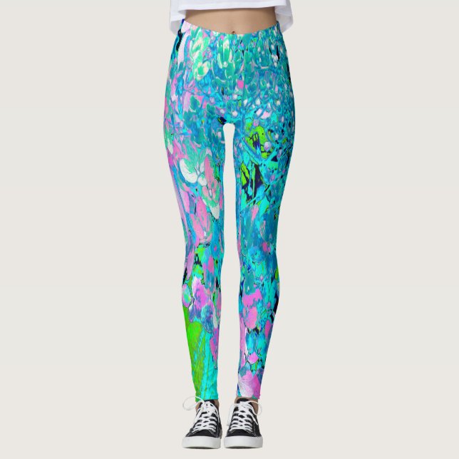 Elegantes rosa und blaues Limelight Hydrangea Leggings (Vorderseite)