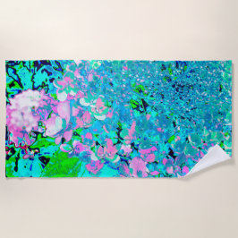 Elegantes rosa und blaues Limelight Hydrangea Strandtuch