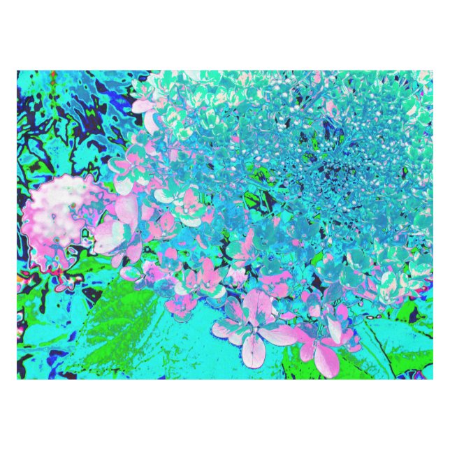 Elegantes rosa und blaues Limelight Hydrangea Tischdecke (Vorderseite (Horizontal))
