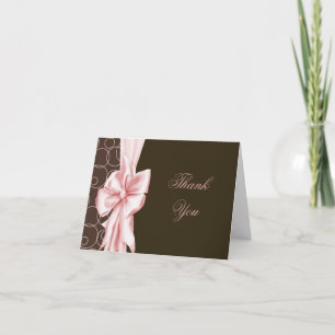 Elegantes Rosa und Braun Dankeschön Karten