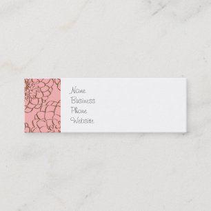 Elegantes Rosa-und Brown-Blumen-Skizze-Zeichnen Mini Visitenkarte